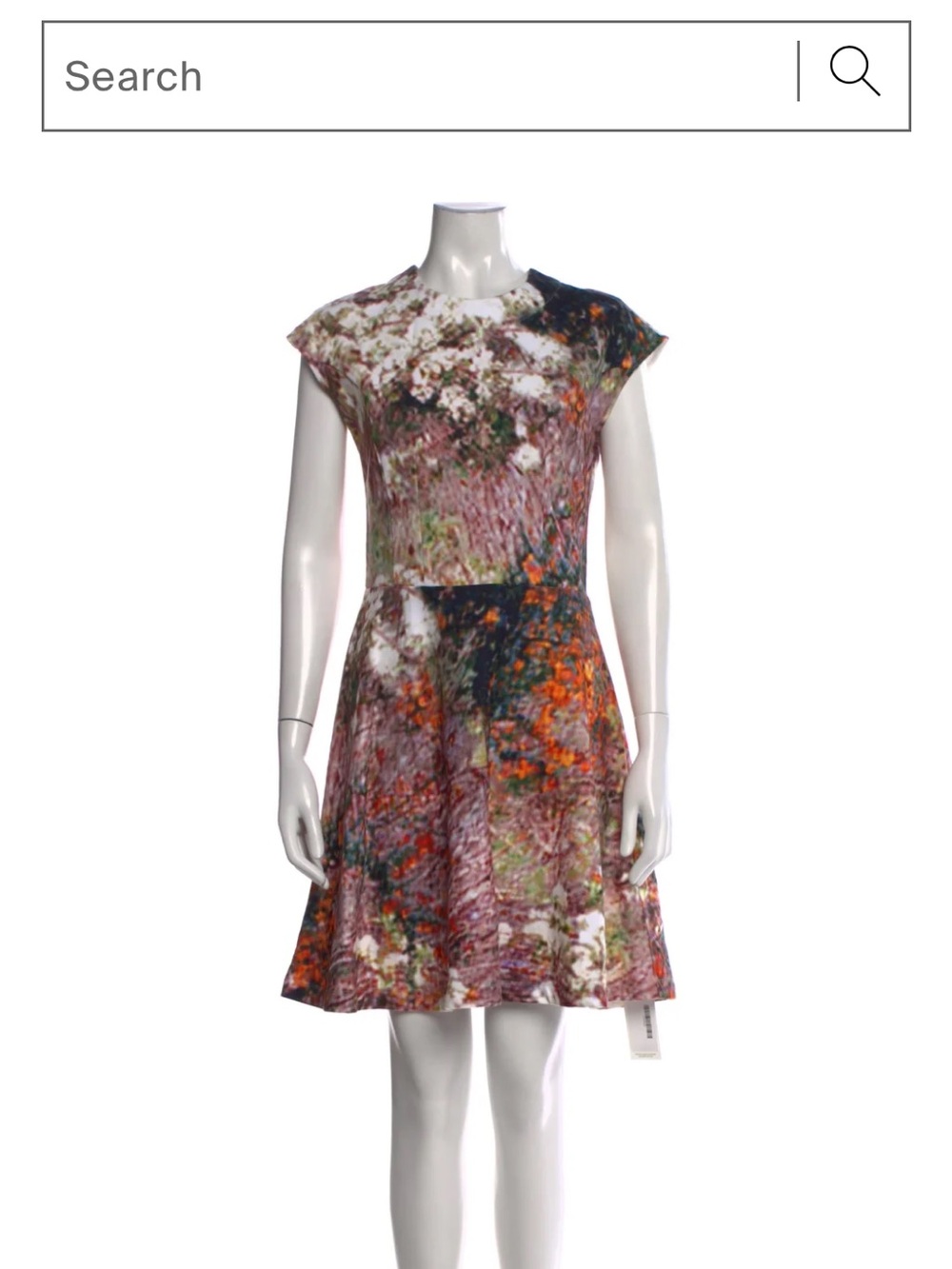 Carven Floral-Print Cap Sleeve Mini Dress in Multi Tones